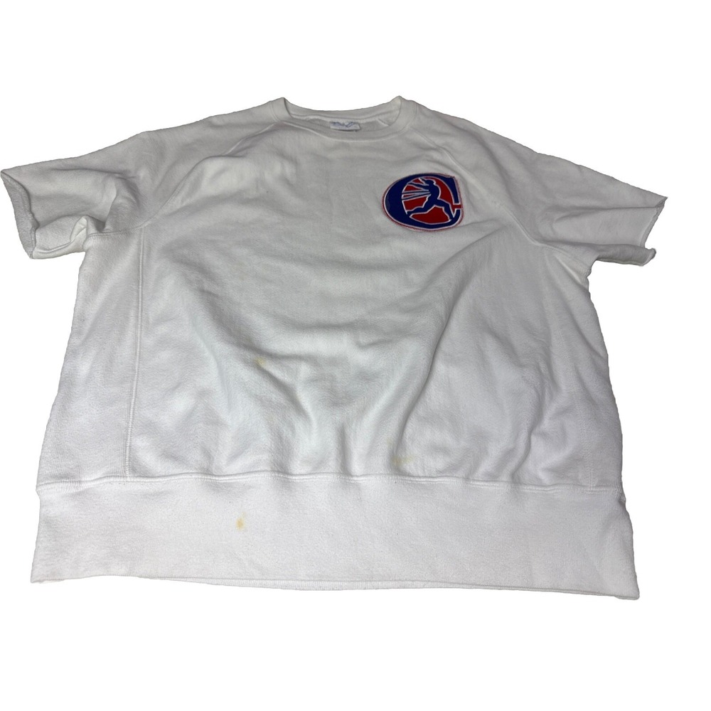 VTG Champion Sweatshirt Mens Large  Cutoff Short Sleeve White Workout Lifting 4g